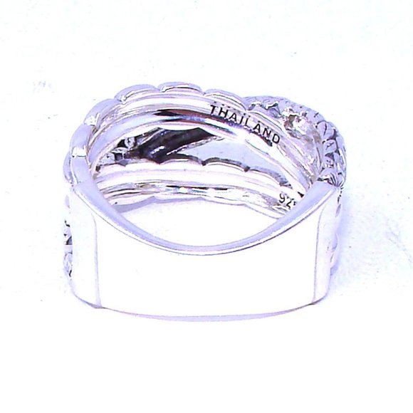 John Hardy JAI Wide Floral Carved Cross-Over Band Sterling Silver Ring - 6.5 - Picture 8 of 13